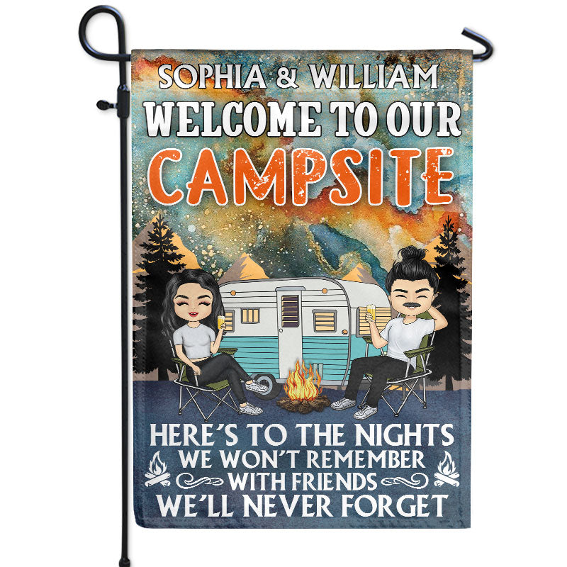 Here's To The Nights We Won't Remember - Gift For Camping Lovers - Personalized Custom Flag