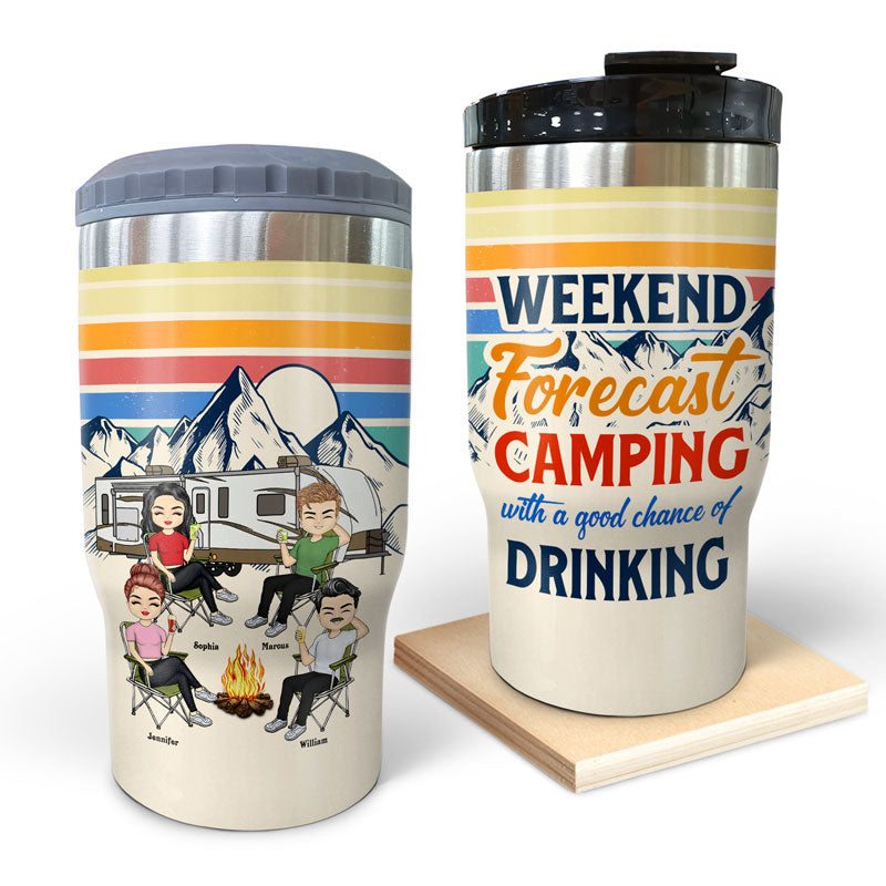 Chance With Drinking - Gift For Camping Besties - Personalized Custom Triple 3 In 1 Can Cooler