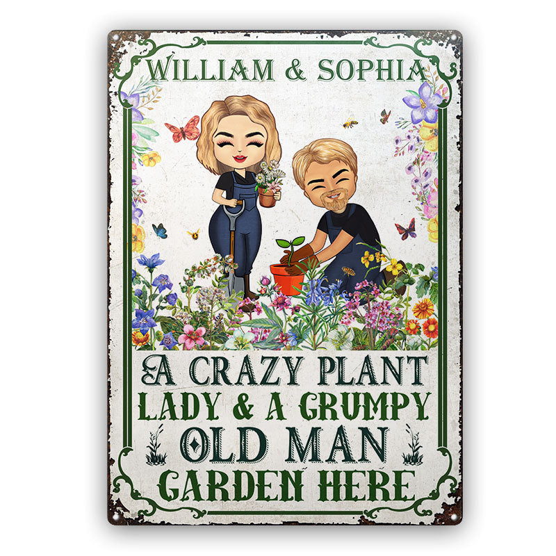 A Crazy Plant Lady Grumpy Old Man - Gift For Gardener - Personalized Custom Classic Metal Signs