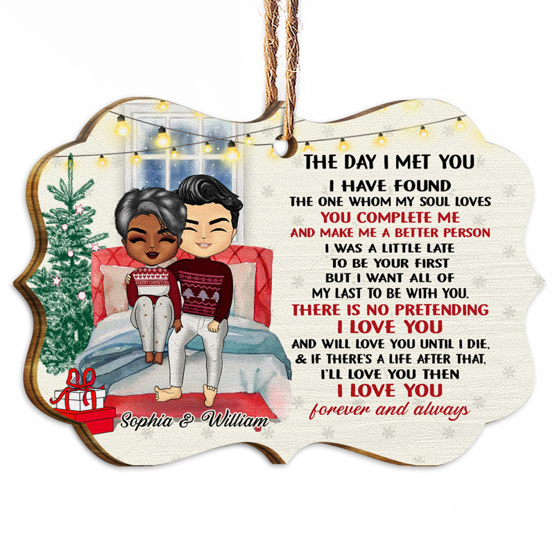 The Day I Met You Bedding - Christmas Gift For Couple - Personalized Custom Wooden Ornament