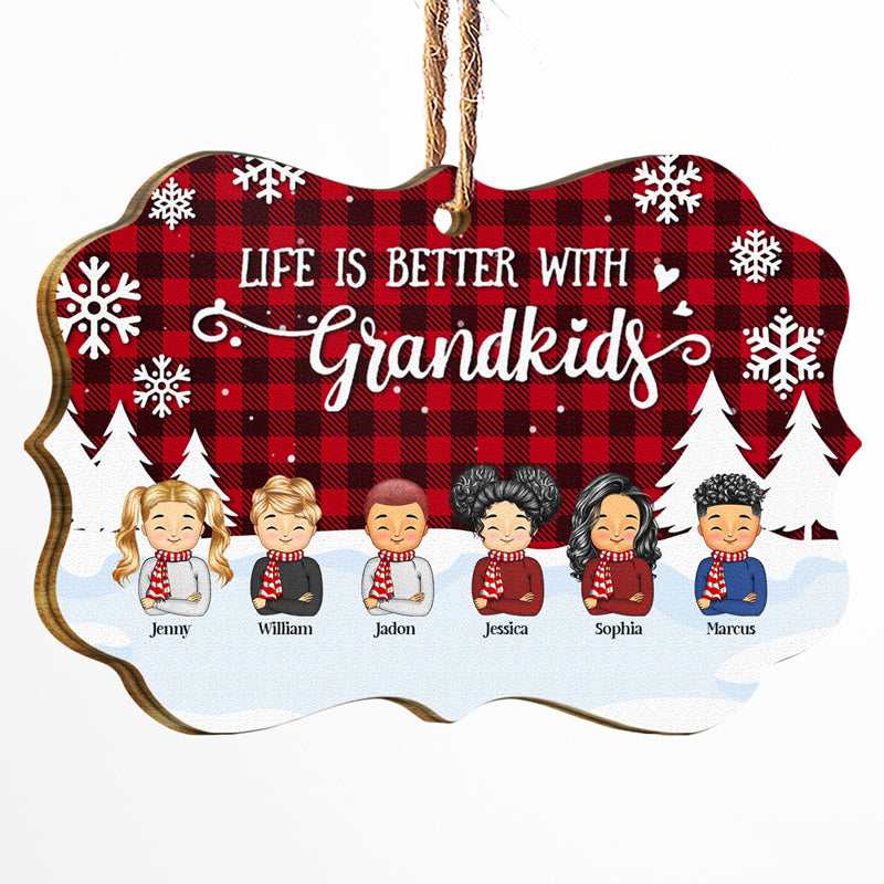 Life Is Better With Grandkids - Grandparent Christmas Gift - Personalized Wooden Ornament