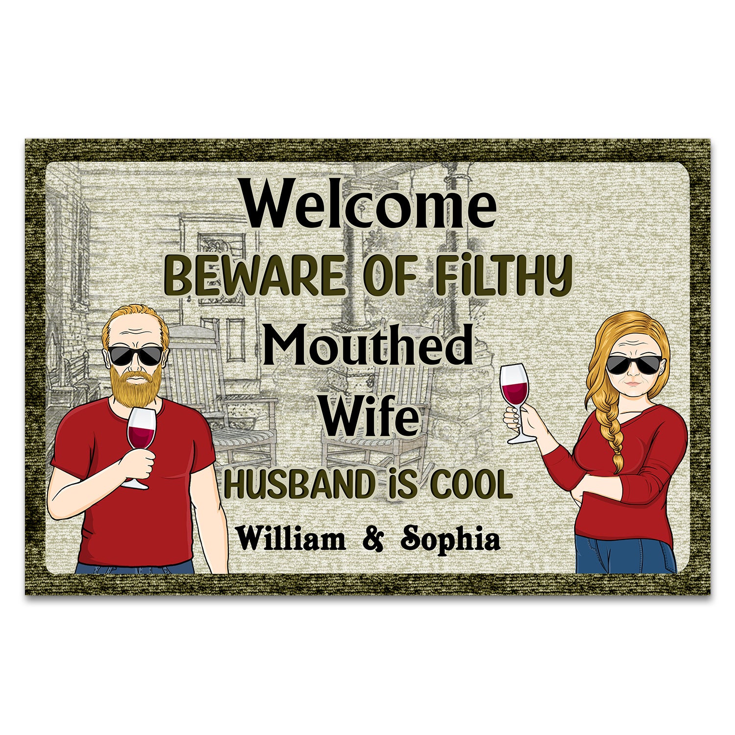 Beware Mouth Wife Husband Is Cool - Gift For Couples - Personalized Custom Doormat