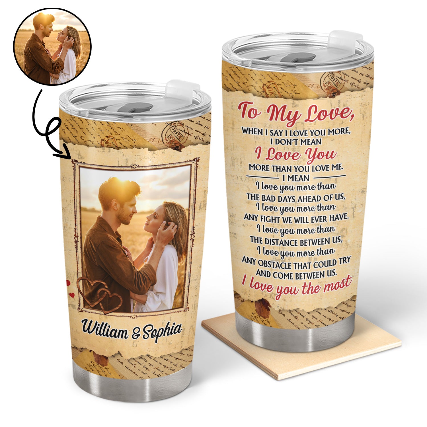 Custom Photo Couple I Love You The Most - Gift For Family Married Couples - Personalized Custom Tumbler