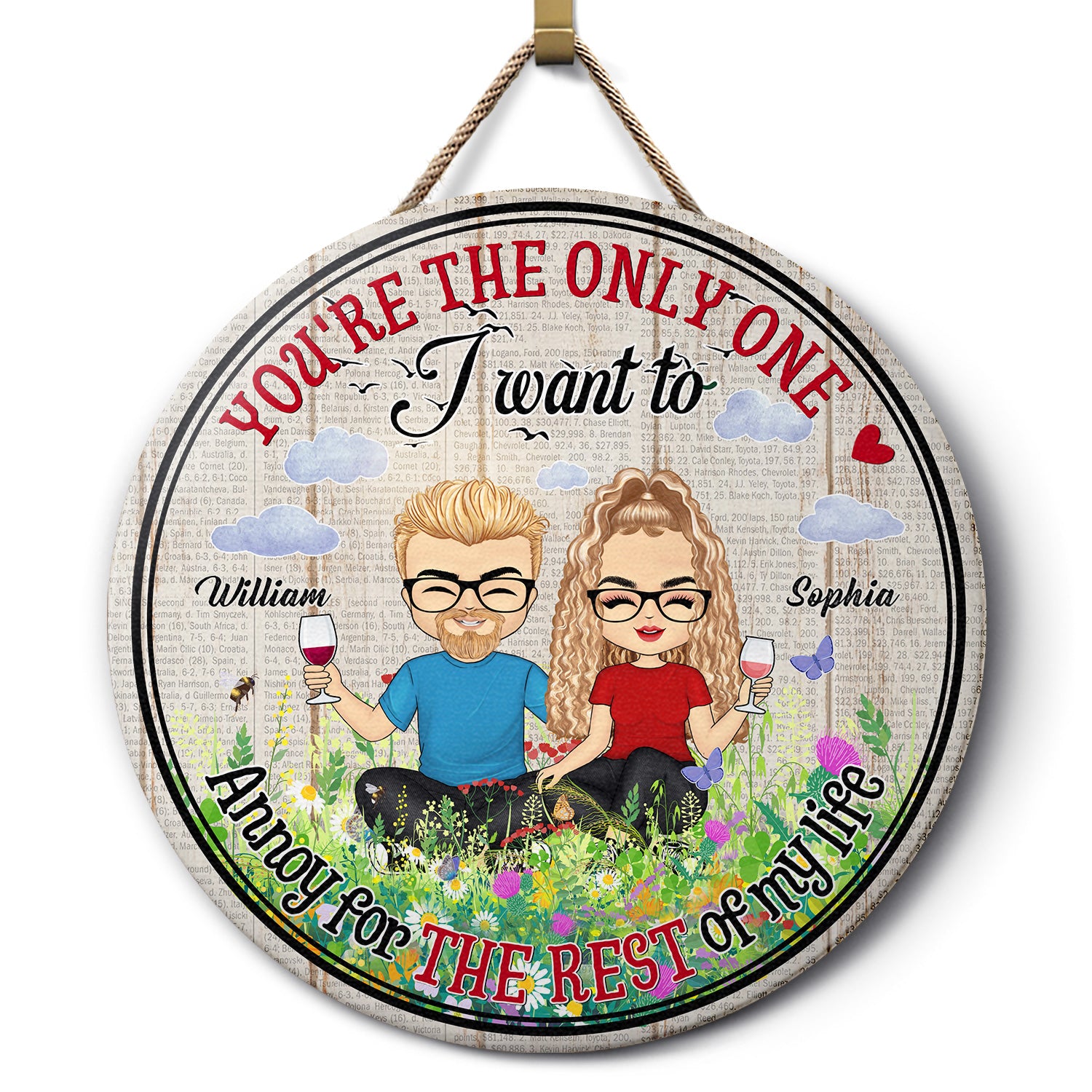 Annoy For The Rest Of My Life - Gift For Couple - Personalized Custom Wood Circle Sign
