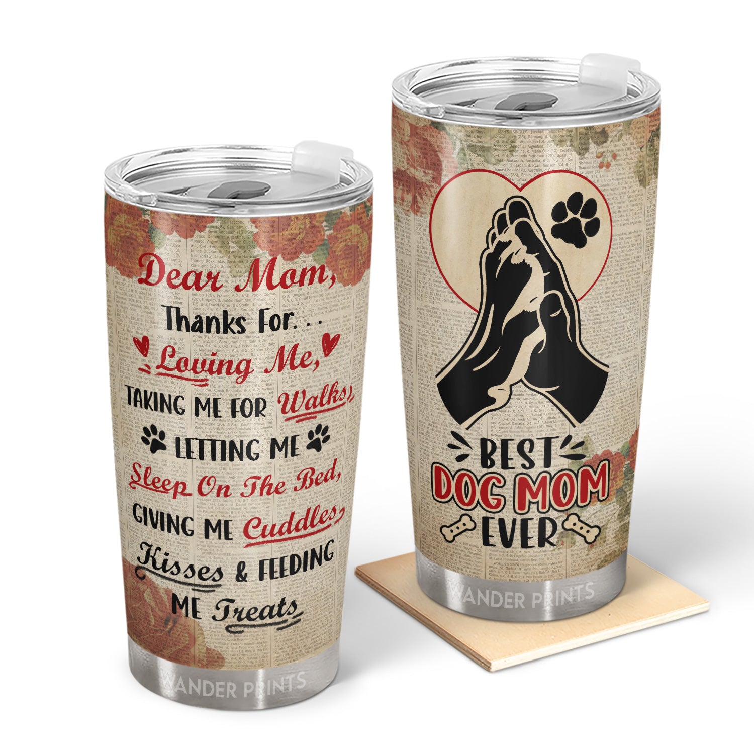 Wander Prints Mother Gifts, Gifts For Mother-in-law, Step Mom, Grandma, Mother's Day, Birthday Gifts - Dear Mom Thanks For Loving Me Best Dog Lovers - Gift For Mom - Custom Tumbler, Travel Cup, Insulated 20oz Cup