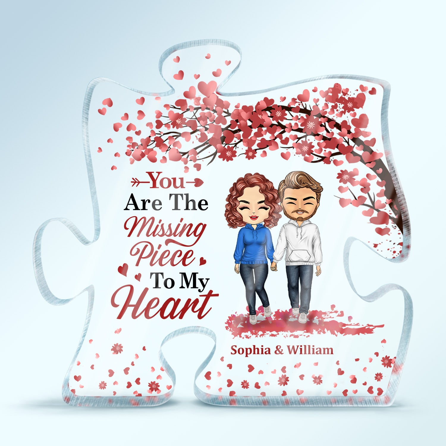 You Are The Missing Piece To My Heart - Anniversary, Birthday Gift For Spouse, Lover, Husband, Wife, Boyfriend, Girlfriend, Couple - Personalized Custom Puzzle Shaped Acrylic Plaque