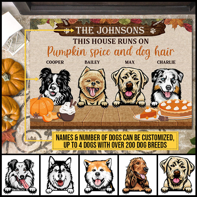 Dog Fall This House Runs On Pumpkin Spice Custom Doormat, Fall Autumn Doormat, Dog Lover Decorating Idea, Dog Fall Mat