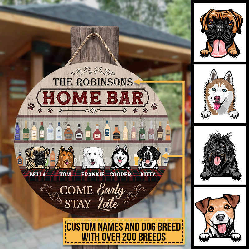 Dogs Welcome Home Bar Custom Wood Circle Sign, Yard Sign, Outdoor Decorating Ideas, Gift For Dog Lovers