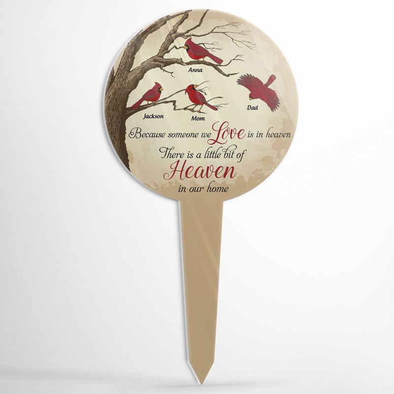 A Little Bit Of Heaven In Our Home - Memorial Gift - Personalized Custom Circle Acrylic Plaque Stake