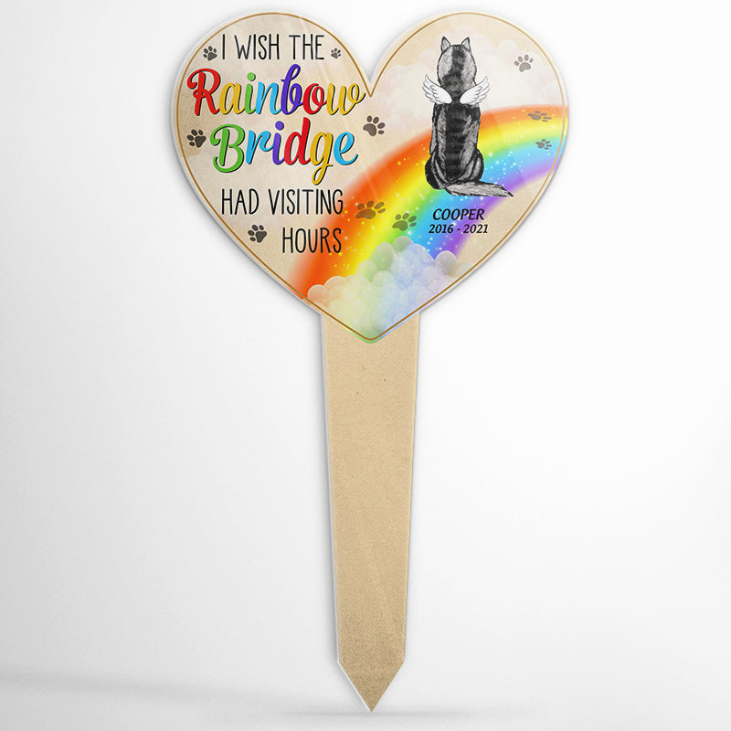 I Wish The Rainbow Bridge - Dog Memorial Gift - Personalized Custom Heart Acrylic Plaque Stake