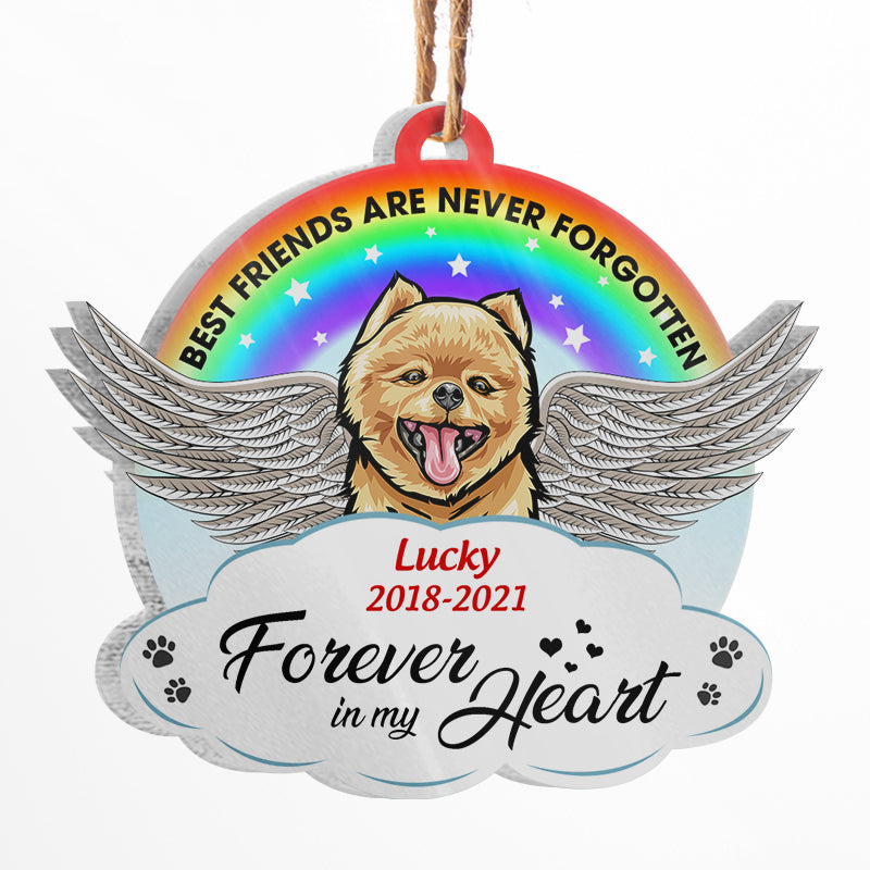 Rainbow Forever In My Heart - Dog Memorial Gift - Personalized Custom Shaped Acrylic Ornament