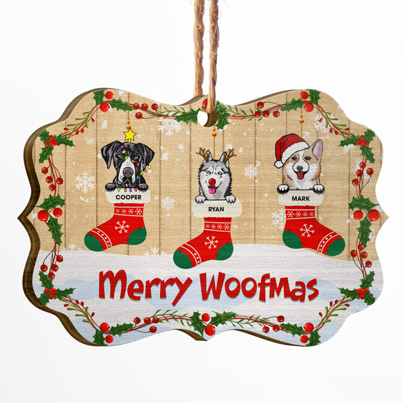 Merry Woofmas - Christmas Gift For Dog Lovers - Personalized Custom Wooden Ornament