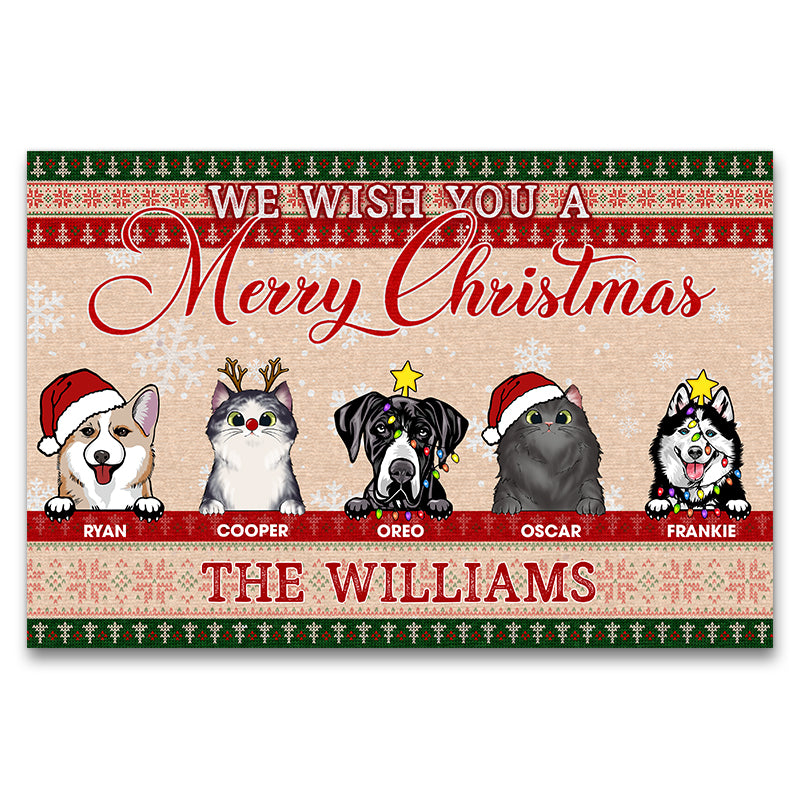 We Wish You A Merry Christmas - Christmas Gift For Pet Lovers - Personalized Custom Doormat