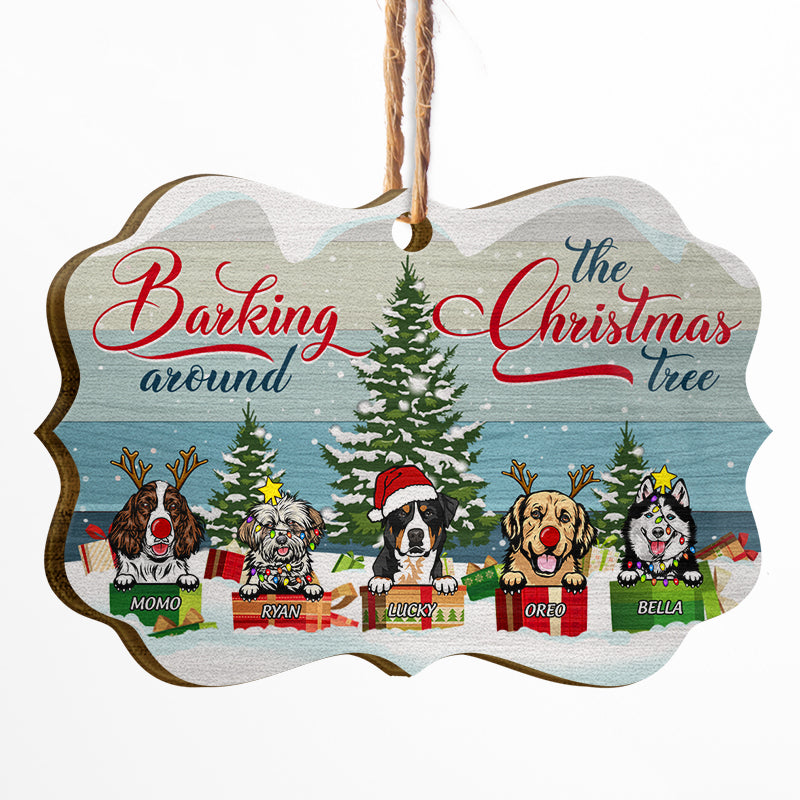 Barking Around The Christmas Tree - Christmas Gift For Dog Lovers - Personalized Custom Wooden Ornament
