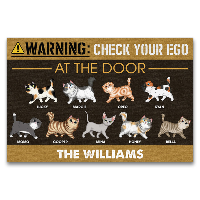Check Your Ego - Gift For Cat Lover - Personalized Custom Doormat