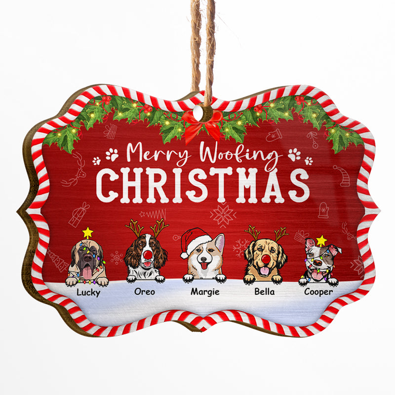 Dog Lover Merry Woofing Christmas - Personalized Custom Wooden Ornament