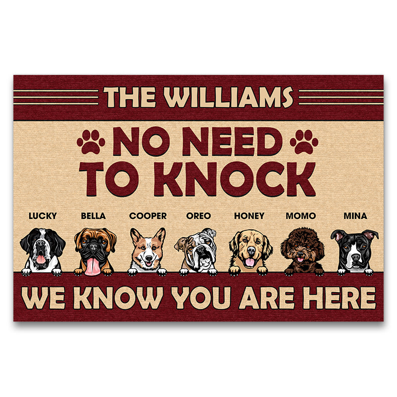 No Need To Knock - Dog Lover Gift - Personalized Custom Doormat