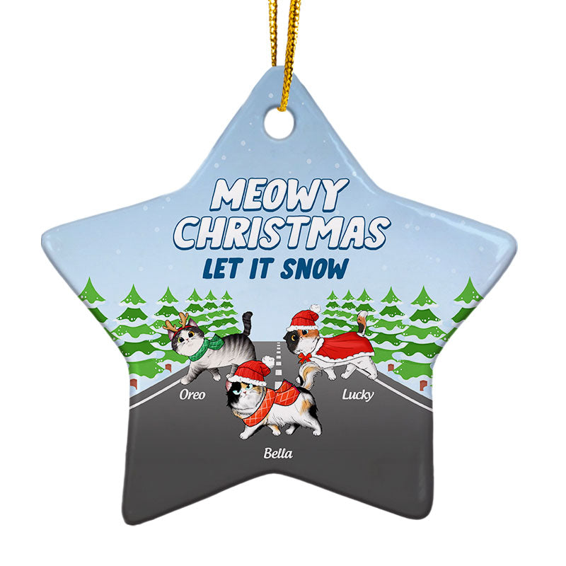 Let It Snow - Christmas Gift For Cat Lover - Personalized Custom Star Ceramic Ornament