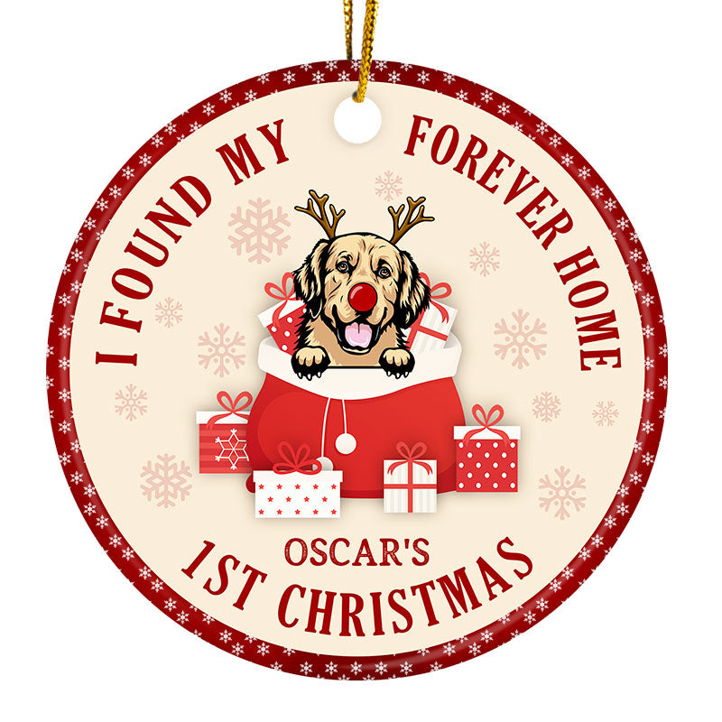 Found My Forever Home - Christmas Gift For Dog Lover - Personalized Custom Circle Ceramic Ornament