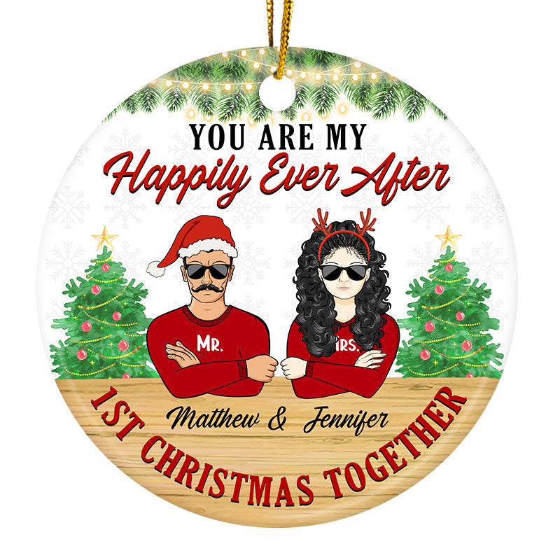You Are My Happily Ever After - Christmas Gift For Couple - Personalized Custom Circle Ceramic Ornament
