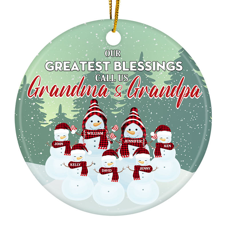 Our Greatest Blessings - Christmas Gift For Grandparent - Personalized Custom Circle Ceramic Ornament