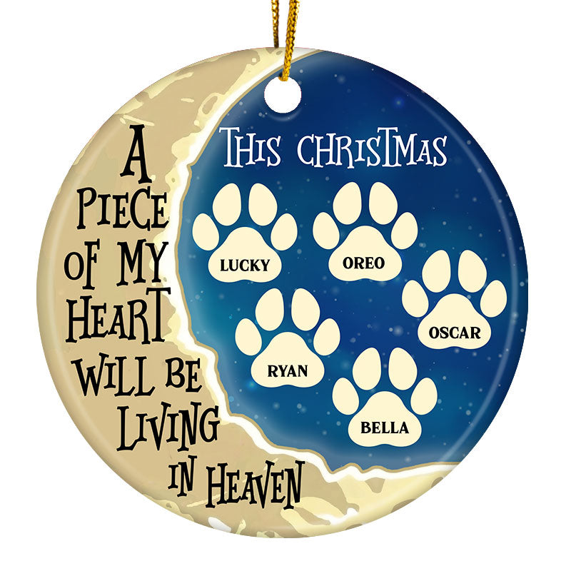 Merry Christmas A Piece Of My Heart - Memorial Gift For Pet Lovers - Christmas Gift - Personalized Custom Circle Ceramic Ornament