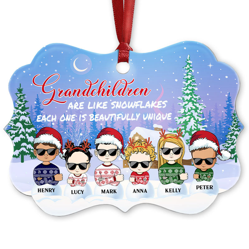 Grandchildren Like Snowflakes - Christmas Gift For Grandparent - Personalized Custom Aluminum Ornament