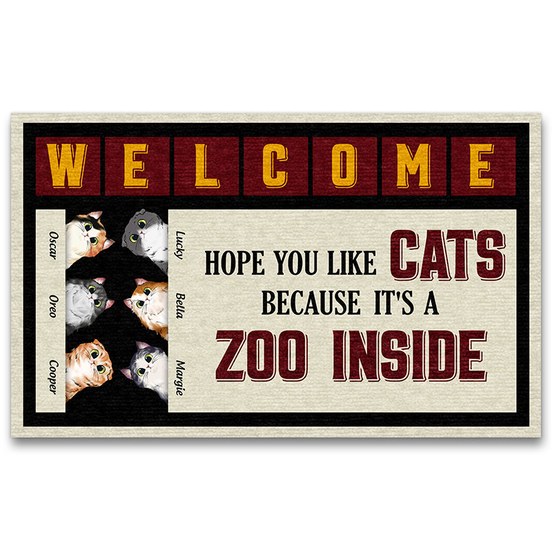 Welcome Cats A Zoo Inside - Gift For Cat Lovers - Personalized Custom Doormat