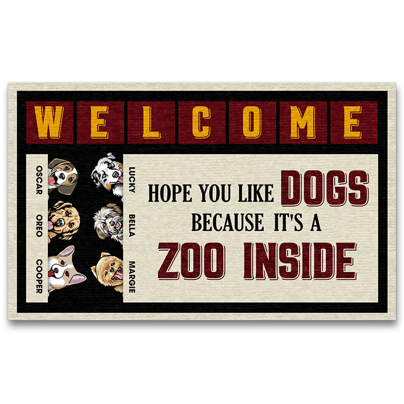 Welcome Dogs A Zoo Inside - Gift For Dog Lovers - Personalized Custom Doormat