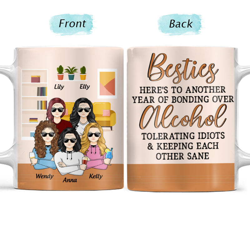 Sisters Keeping Each Other Sane - Gift For BFF, Sister - Personalized Custom White Edge-to-Edge Mug