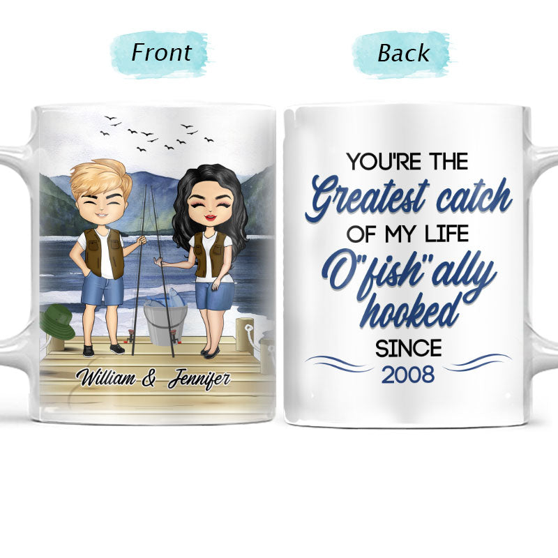 Fishing Couple You're The Greatest Catch - Personalized Custom White Edge-to-Edge Mug