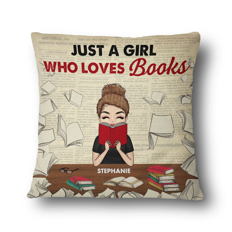 Chibi Girl Who Loves Books - Gift For Book Lover - Personalized Custom Pillow