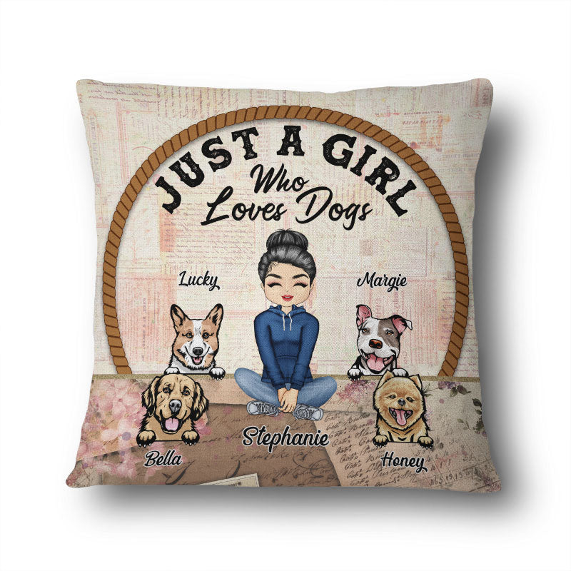Dog Mom Just A Girl - Gift For Dog Lovers - Personalized Custom Pillow