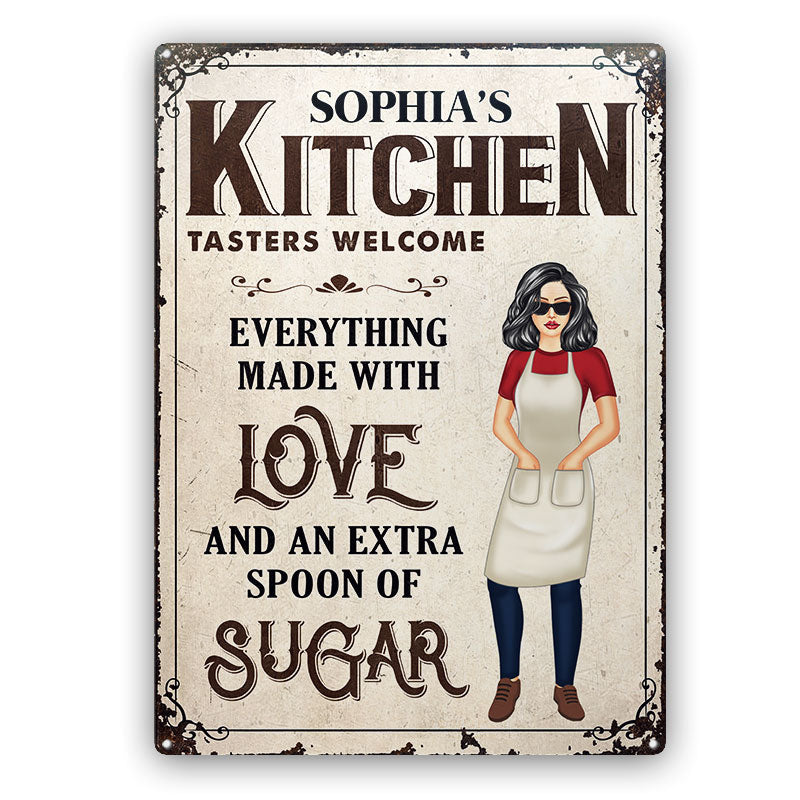 Grandma Kitchen Everything Made With Love - Mother Gift - Personalized Custom Classic Metal Signs