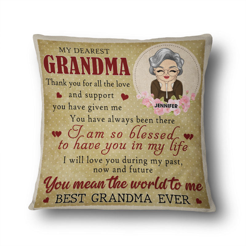 Grandma You Mean The World To Me - Mother Gift - Personalized Custom Pillow