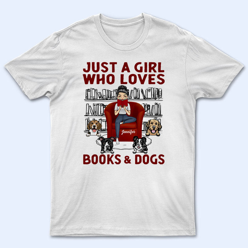 Reading Girl Who Loves Books & Dogs - Gift For Dog Lovers - Personalized Custom Hoodie