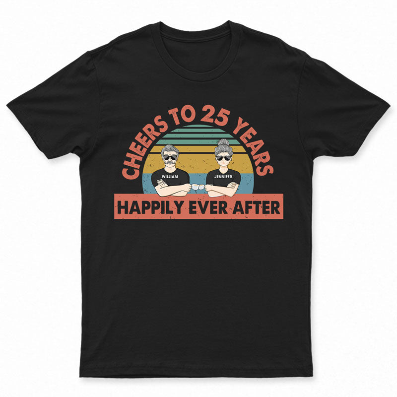 Husband Wife Cheers To Years Happily Ever After - Gift For Couple - Personalized Custom T Shirt
