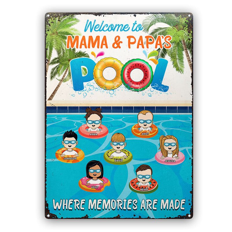 Family Swimming Pool Where Memories Are Made - Pool Decoration - Personalized Custom Classic Metal Signs