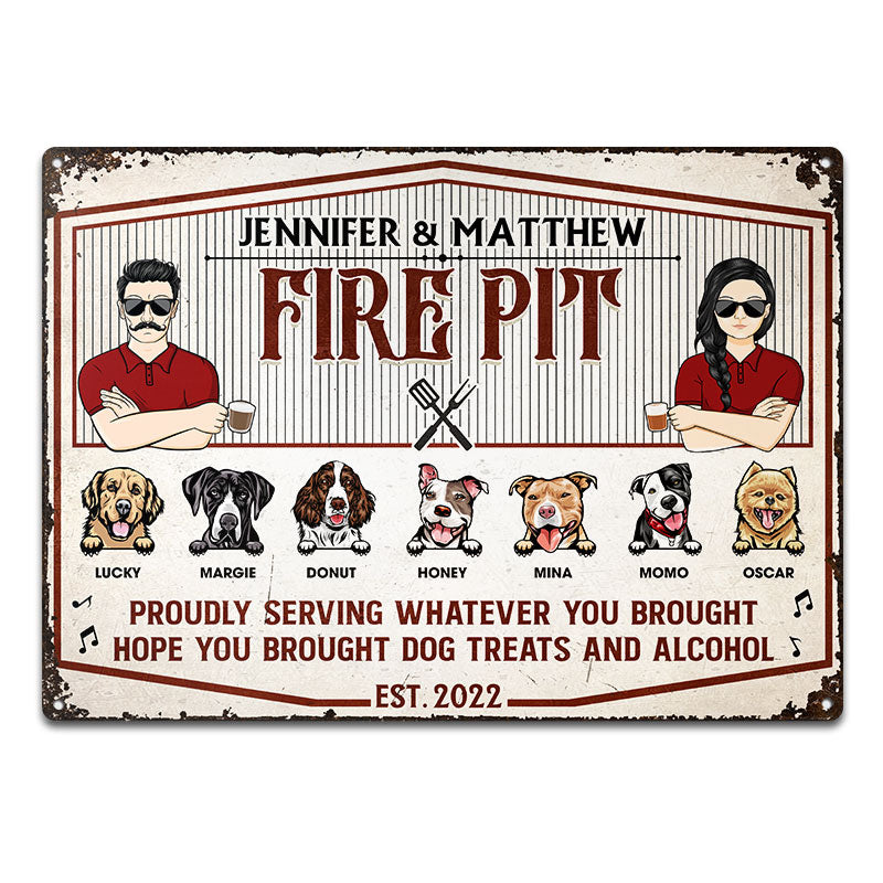 Couple Welcome Proudly Serving Whatever You Brought - Gift For Dog Lovers - Personalized Custom Classic Metal Signs
