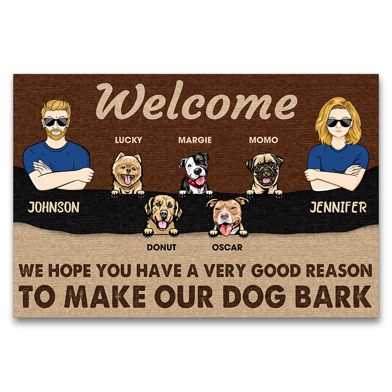 Couple Good Reason To Make Our Dog Bark - Gift For Dog Lover - Personalized Custom Doormat