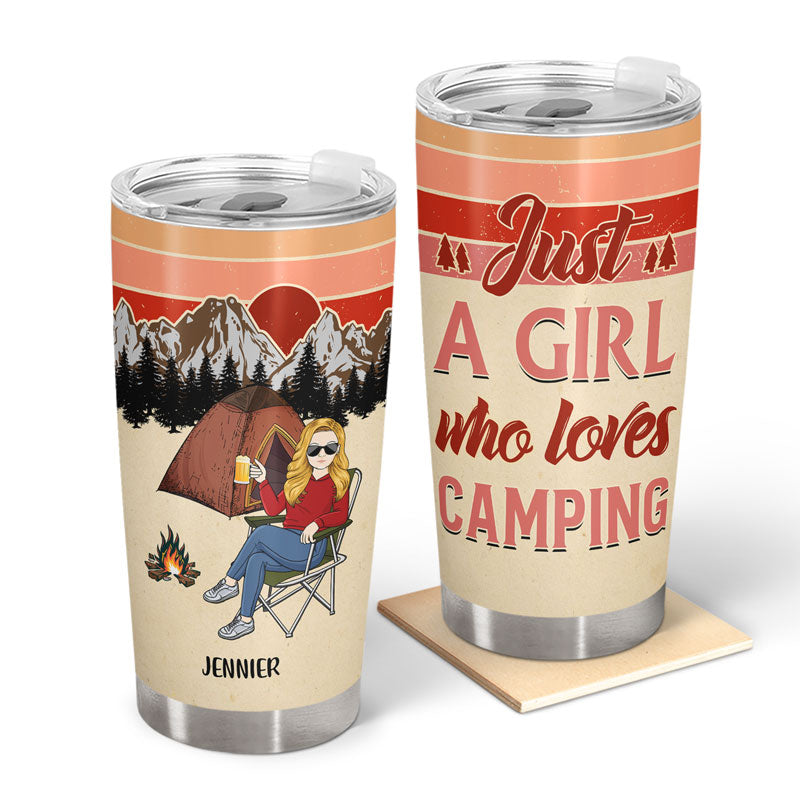 Just A Girl Who Loves Camping - Gift For Camping Lover - Personalized Custom Tumbler