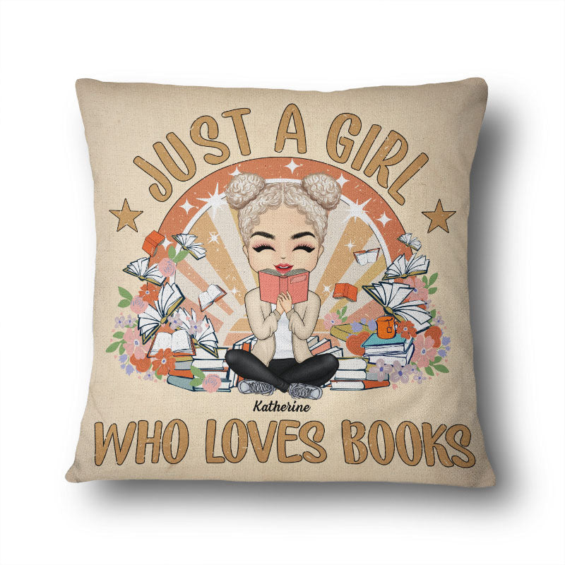 Reading Chibi Girl Just A Girl Who Loves Books - Gift For Reading Lover - Personalized Custom Pillow