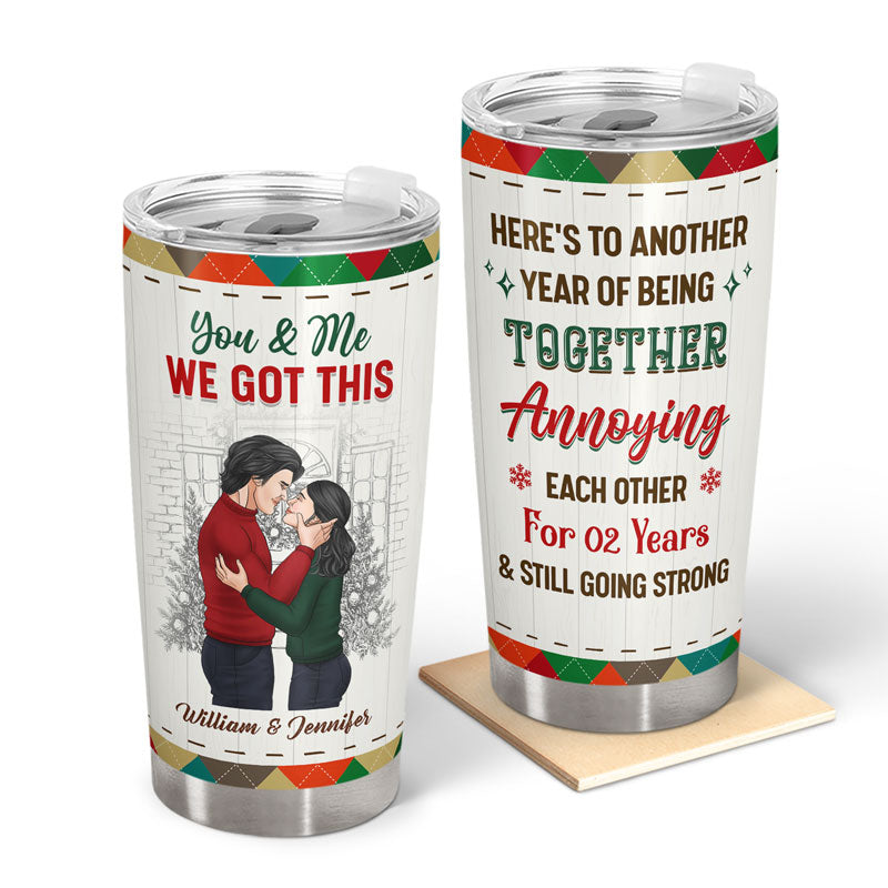 Here's To Another Year Of Being Together Couple Husband Wife - Christmas Couple Gift - Personalized Custom Tumbler