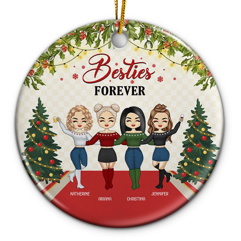 BFF Besties Forever - Christmas Gift For Bestie - Personalized Custom Circle Ceramic Ornament