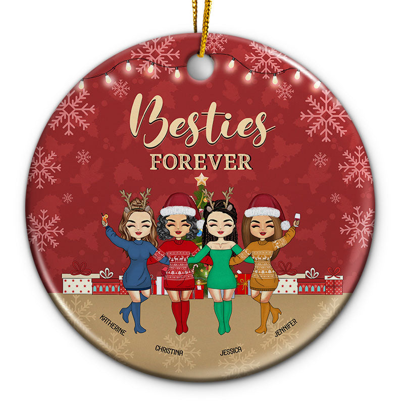 BFF Bestie Forever - Christmas Gift For Bestie - Personalized Custom Circle Ceramic Ornament
