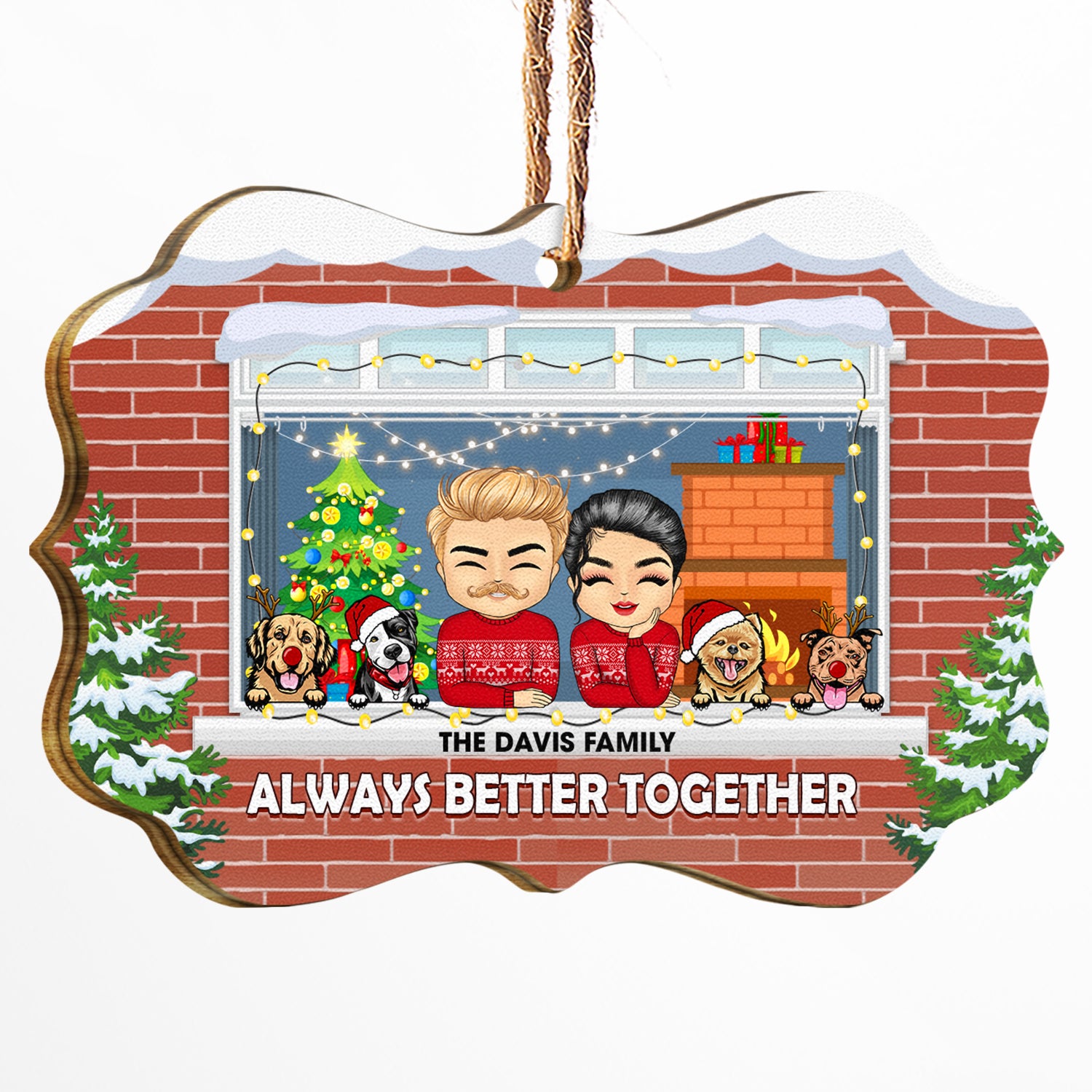 Couple With Dog Cat Always Better Together - Christmas Gift For Couple - Personalized Wooden Ornament