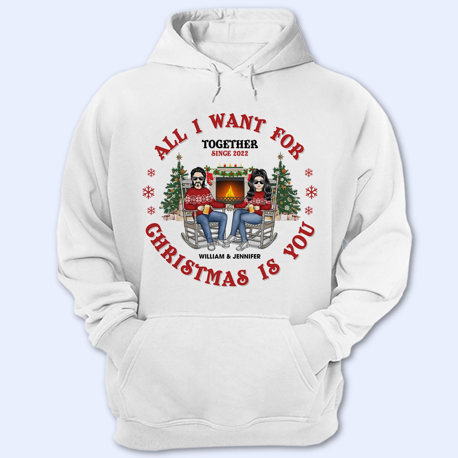 Couple All I Want For Christmas Is You - Christmas Gift For Couple - Personalized Custom Hoodie