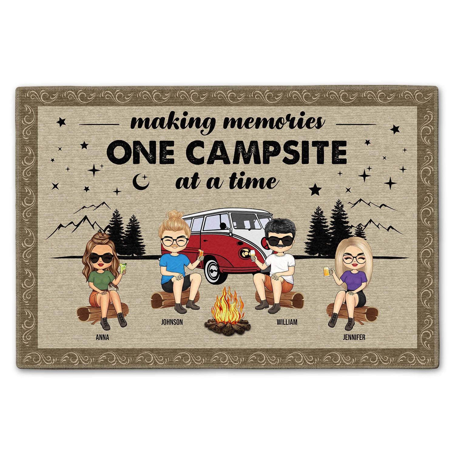 Best Friends Making Memories One Campsite At A Time - Camping Gift For Family, BFF Besties & Siblings - Personalized Custom Doormat