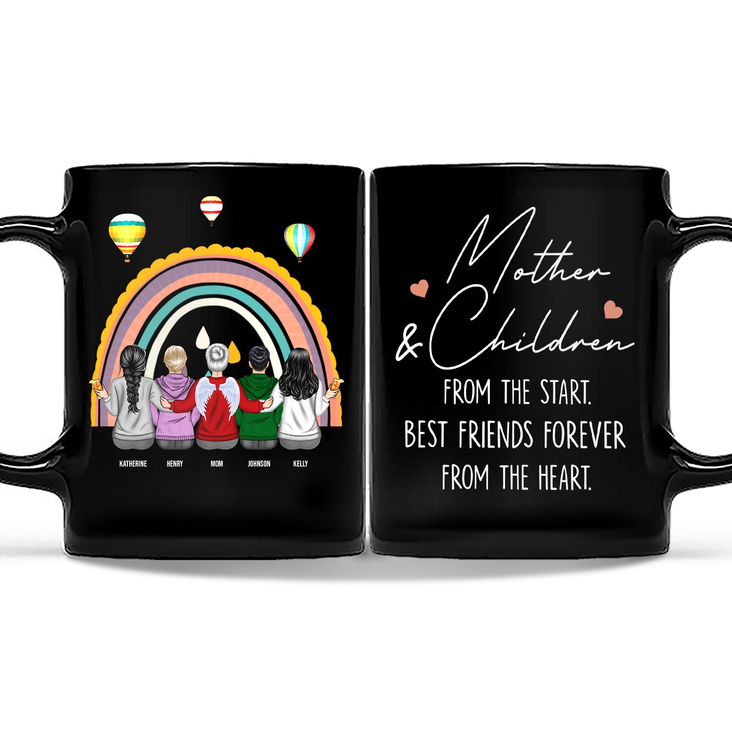 Forever Linked Together - Gift For Mom & Daughter - Personalized Custom Black Mug