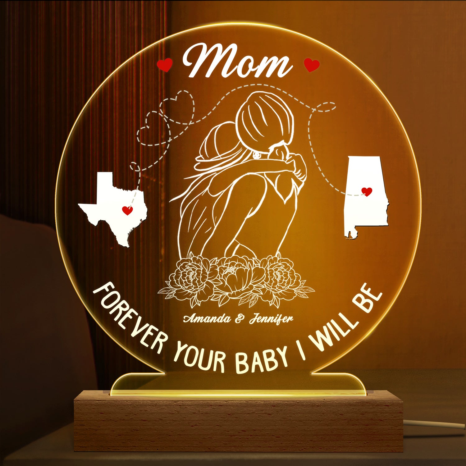 Forever Your Baby I Will Be - Gift For Mother, Daughter - Personalized Custom 3D Led Light Wooden Base